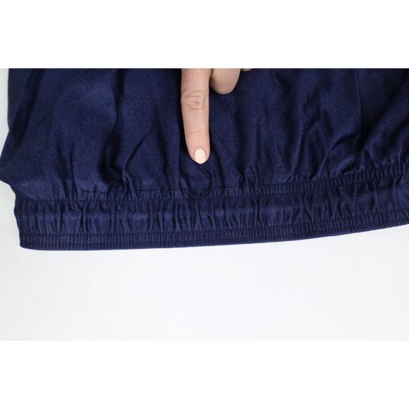 Vintage 90s Wilson Mens Large Blank Silky Nylon Basketball Shorts Navy Blue USA - Picture 9 of 13